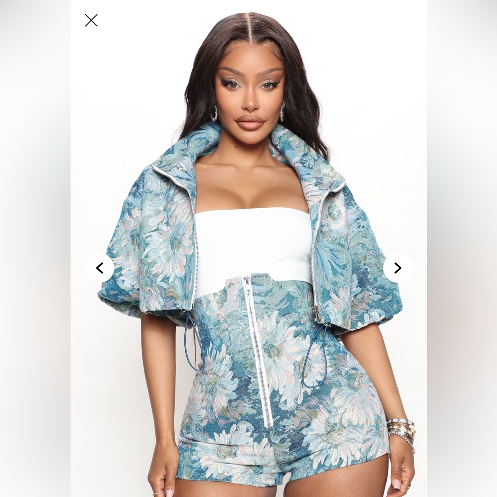 Fashion Nova Blue Floral Women's Short Set
